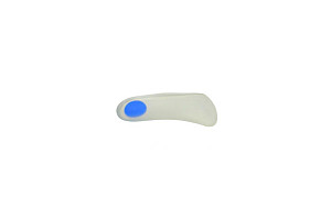 3/4 lenght silicone insoles with raised arch & softer blue dot in heel